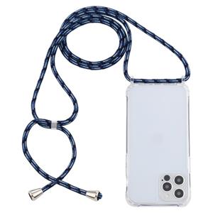 huismerk Transparante Acryl Airbag Schokbestendige Telefoon Beschermende Case met Lanyard voor iPhone 13 (Verloopblauw)