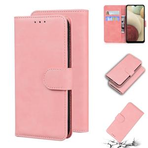 Voor Samsung Galaxy M32 4G / F22 4G Skin Feel Pure Color Flip Leather Phone Case (Pink)