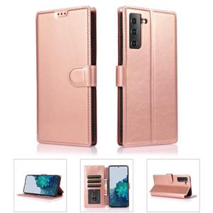 huismerk For Samsung Galaxy S21+ 5G Shockproof PU + TPU Leather Phone Case(Rose Gold)