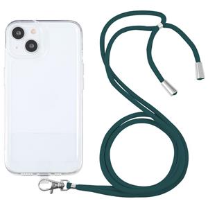 Huismerk Lanyard Transparent TPU Phone Case For iPhone 13 mini(Deep Green)