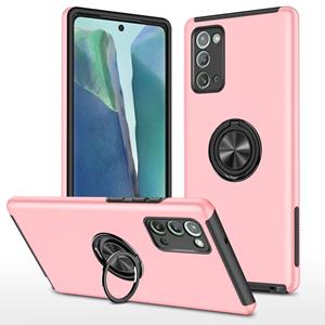 huismerk Voor Samsung Galaxy Note20 PC + TPU Schokbestendig Magnetisch Beschermhoesje met Onzichtbare Ringhouder (Roségoud)