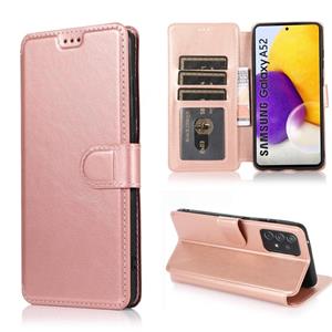 huismerk For Samsung Galaxy A52 5G / 4G Shockproof PU + TPU Leather Phone Case(Rose Gold)