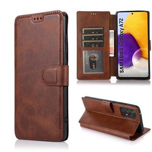 huismerk For Samsung Galaxy A72 5G / 4G Shockproof PU + TPU Leather Phone Case(Brown)