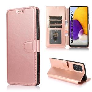 huismerk For Samsung Galaxy A72 5G / 4G Shockproof PU + TPU Leather Phone Case(Rose Gold)