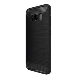 huismerk Samsung Galaxy S8 Geborsteld koolstofvezel structuur beschermend TPU back cover Hoesje (zwart)