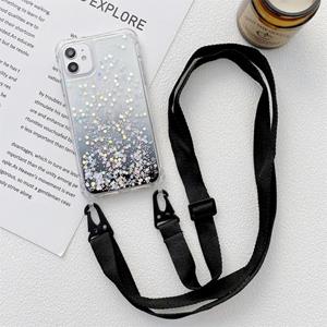 huismerk Gradiënt glitter poeder epoxy TPU verdikte acryl shockproof case met brede halslijn voor iphone 13