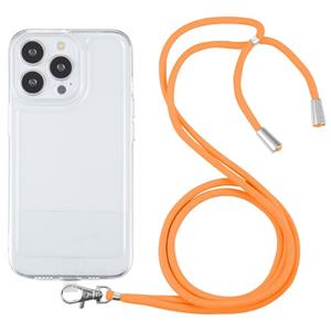 huismerk Lanyard Transparent TPU Phone Case For iPhone 13 Pro Max(Orange)