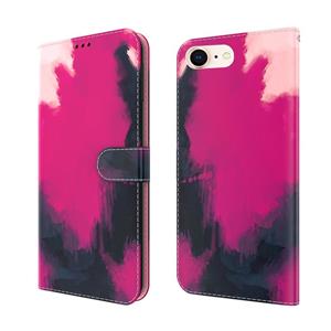 huismerk Aquarel Patroon Horizontale Flip Lederen Case met Houder & Card Slot & Portemonnee voor iPhone SE 2020 & 8 & 7 (Berry Color)