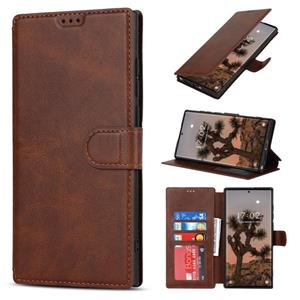 huismerk For Samsung Galaxy S22 Ultra 5G Shockproof PU + TPU Leather Phone Case(Brown)