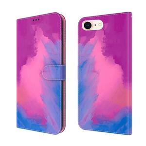 huismerk Aquarel Pattern Horizontale Flip Lederen Case met Houder & Card Slot & Portemonnee voor iPhone SE 2020 & 8 & 7 (Purple Red)