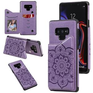 huismerk Voor Samsung Galaxy Note9 Flower Embossing Patroon Schokbestendige Beschermhoes met Houder & Kaartsleuven > Fotolijst (Paars)