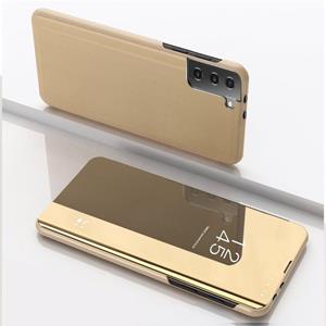 huismerk Voor Samsung Galaxy S30 Vergulde spiegel horizontale flip lederen hoes met houder (Goud)