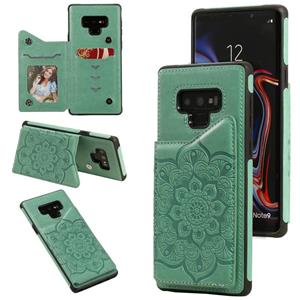 huismerk Voor Samsung Galaxy Note9 Flower Embossing Patroon Schokbestendige Beschermhoes met Houder & Kaartsleuven > Fotolijst (Groen)