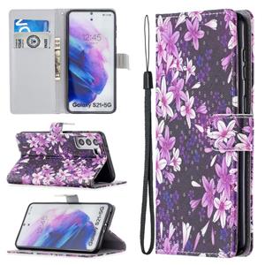 huismerk Voor Samsung Galaxy S21 + 5G Gekleurde Tekening Patroon Horizontale Flip PU Lederen Case met Houder & Card Slots & Portemonnee & Lanyard (Lily)