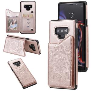 huismerk Voor Samsung Galaxy Note9 Flower Embossing Patroon Schokbestendige Beschermhoes met Houder & Card Slots > Fotolijst (Rose Gold)