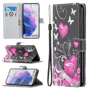 huismerk Voor Samsung Galaxy S21 + 5G Gekleurde Tekening Patroon Horizontale Flip PU Lederen Case met Houder & Card Slots & Wallet & Lanyard (Wees voorzichtig)