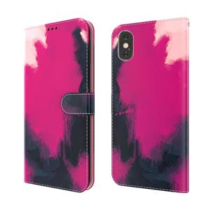 huismerk Aquarel Pattern Horizontale Flip Lederen Case met Houder & Card Slot & Portemonnee voor iPhone X / XS (Berry Color)