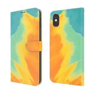 huismerk Aquarel Patroon Horizontale Flip Leren Case met Houder & Card Slot & Portemonnee voor iPhone X / XS (Herfst Bladkleur)