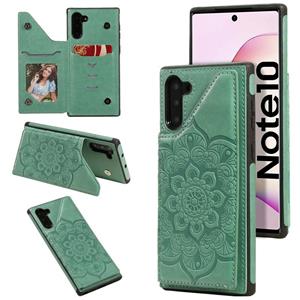 huismerk Voor Samsung Galaxy Note10 Flower Embossing Patroon Schokbestendige Beschermhoes met Houder & Kaartsleuven > Fotolijst (Groen)