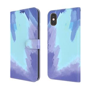 huismerk Aquarel Pattern Horizontale Flip Lederen Case met Houder & Card Slot & Portemonnee voor iPhone X / XS (Winter Snow)