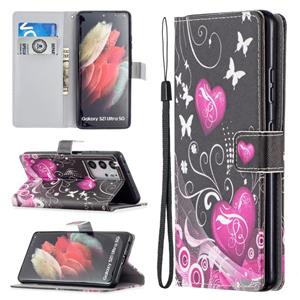 huismerk Voor Samsung Galaxy S21 Ultra 5G Gekleurde Tekening Patroon Horizontale Flip PU Lederen Case met Houder & Card Slots & Wallet & Lanyard (Wees voorzich