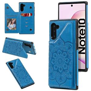 huismerk Voor Samsung Galaxy Note10 Flower Embossing Patroon Schokbestendige Beschermhoes met Houder & Kaartsleuven > Fotolijst (Blauw)