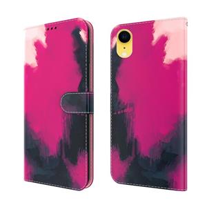 huismerk Aquarel Pattern Horizontale Flip Lederen Case met Houder & Card Slot & Portemonnee voor iPhone XR (Berry Color)