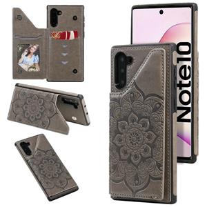 huismerk Voor Samsung Galaxy Note10 Flower Embossing Patroon Schokbestendige Beschermhoes met Houder & Kaartsleuven > Fotolijst (Grijs)