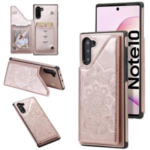 huismerk Voor Samsung Galaxy Note10 Flower Embossing Patroon Schokbestendige Beschermhoes met Houder & Kaartsleuven > Fotolijst (Roségoud)