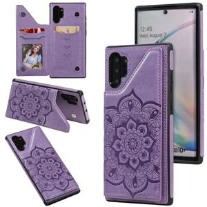 huismerk Voor Samsung Galaxy Note 10 Pro Flower Embossing Patroon Schokbestendige Beschermhoes met Houder & Kaartsleuven > Fotolijst (Paars)