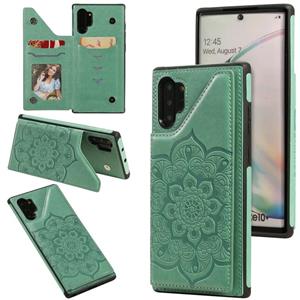 huismerk Voor Samsung Galaxy Note 10 Pro Flower Embossing Patroon Schokbestendige Beschermhoes met Houder & Kaartsleuven > Fotolijst (Groen)