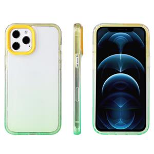 huismerk Candy Gradiënt Flat Surace TPU + PC Shockproof Case voor iPhone 13 Mini (groen geel)