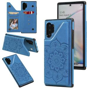 huismerk Voor Samsung Galaxy Note 10 Pro Flower Embossing Patroon Schokbestendige Beschermhoes met Houder & Kaartsleuven > Fotolijst (Blauw)