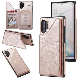 huismerk Voor Samsung Galaxy Note 10 Pro Flower Embossing Patroon Schokbestendige Beschermhoes met Houder & Kaartsleuven > Fotolijst (Roségoud)