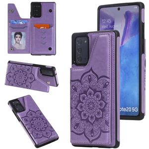 huismerk Voor Samsung Galaxy Note20 Flower Embossing Patroon Schokbestendige Beschermhoes met Houder & Kaartsleuven > Fotolijst (Paars)