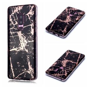 huismerk Voor Galaxy S9+ Plating Marble Pattern Soft TPU Protective Case (Black Gold)