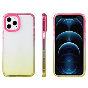 huismerk Candy Gradient Flat Surface TPU + PC Shockproof Case voor iPhone 13 Mini (geel Rose rood)