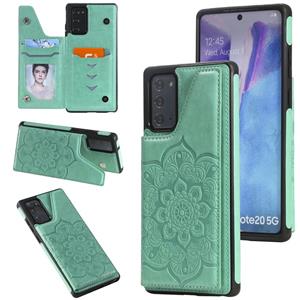 huismerk Voor Samsung Galaxy Note20 Flower Embossing Patroon Schokbestendige Beschermhoes met Houder & Kaartsleuven > Fotolijst (Groen)