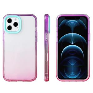 huismerk Candy Gradiënt Flat Surface TPU + PC Shockproof Case voor iPhone 13 Mini (roze paars)