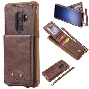 huismerk Voor Galaxy S9+ Vertical Flip Shockproof Leather Protective Case met Short Rope Support Card Slots & Bracket & Photo Holder & Wallet Function(Coffee)