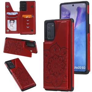 huismerk Voor Samsung Galaxy Note20 Flower Embossing Patroon Schokbestendige Beschermhoes met Houder & Kaartsleuven > Fotolijst (Rood)