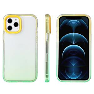 huismerk Candy Gradiënt Flat Surface TPU + PC Shockproof Case voor iPhone 13 (groen geel)