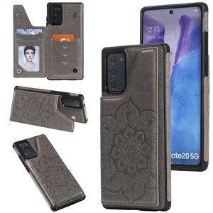 huismerk Voor Samsung Galaxy Note20 Flower Embossing Patroon Schokbestendige Beschermhoes met Houder & Kaartsleuven > Fotolijst (Grijs)