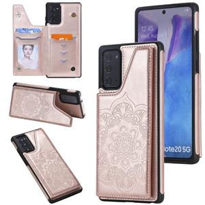 huismerk Voor Samsung Galaxy Note20 Flower Embossing Patroon Schokbestendige Beschermhoes met Houder & Kaartsleuven > Fotolijst (Roségoud)