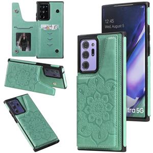 huismerk Voor Samsung Galaxy Note 20 Ultra Flower Embossing Patroon Schokbestendige Beschermhoes met Houder & Kaartsleuven > Fotolijst (Groen)