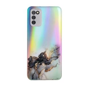 huismerk Voor Samsung Galaxy A02S Laser Marmeren Patroon Duidelijke TPU-schokbestendige beschermhoes