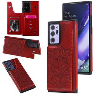 huismerk Voor Samsung Galaxy Note 20 Ultra Flower Embossing Patroon Schokbestendige Beschermhoes met Houder & Kaartsleuven > Fotolijst (Rood)