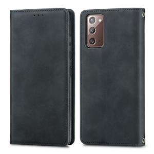 huismerk Voor Samsung Galaxy Note20 Retro Skin Feel Business Magnetic Horizontal Flip Leather Case met Holder & Card Slots & Wallet & Photo Frame(Zwart)