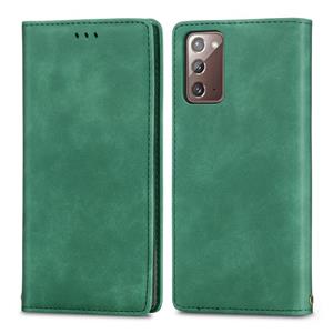 huismerk Voor Samsung Galaxy Note20 Retro Skin Feel Business Magnetic Horizontal Flip Leather Case met Holder & Card Slots & Wallet & Photo Frame(Groen)