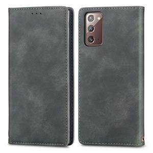 huismerk Voor Samsung Galaxy Note20 Retro Skin Feel Business Magnetic Horizontal Flip Leather Case met Holder & Card Slots & Wallet & Photo Frame(Grey)